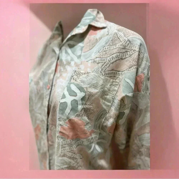 Vintage Cindy Collins novelty Blouse top pastel foliage print - - Picture 5 of 10